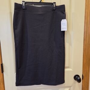 Black Ribbed Knit Pencil Skirt - Size Large (12-14) New Closet Staple Versatile